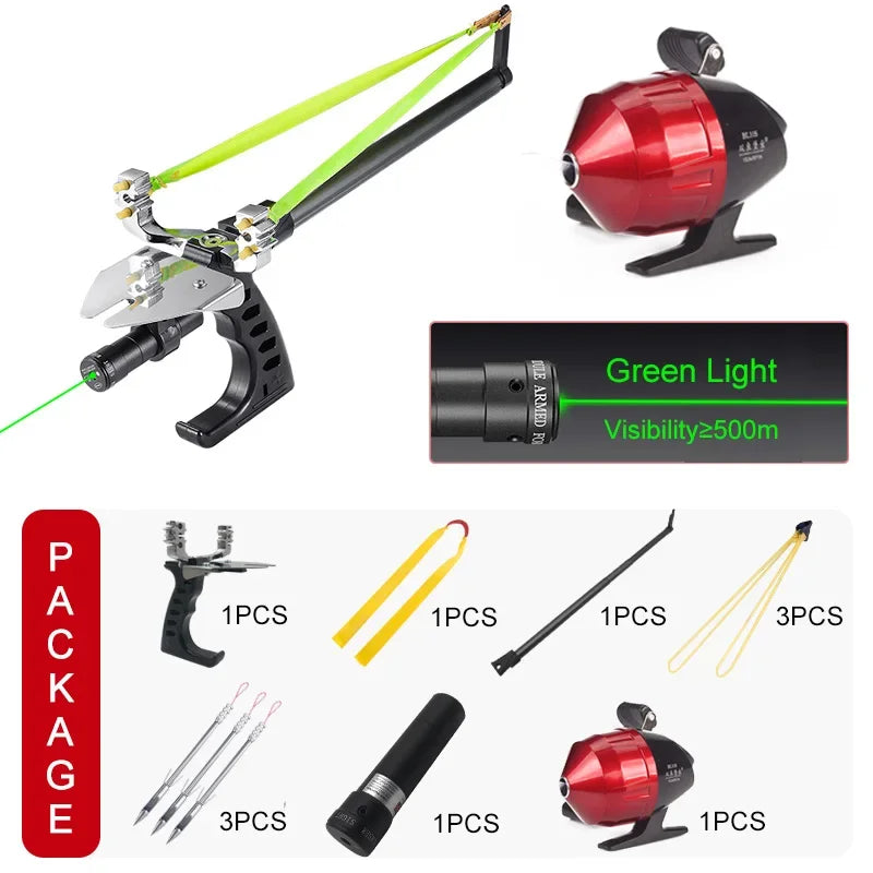 Accurate Long Range Fishing Slingshot with Laser Guide