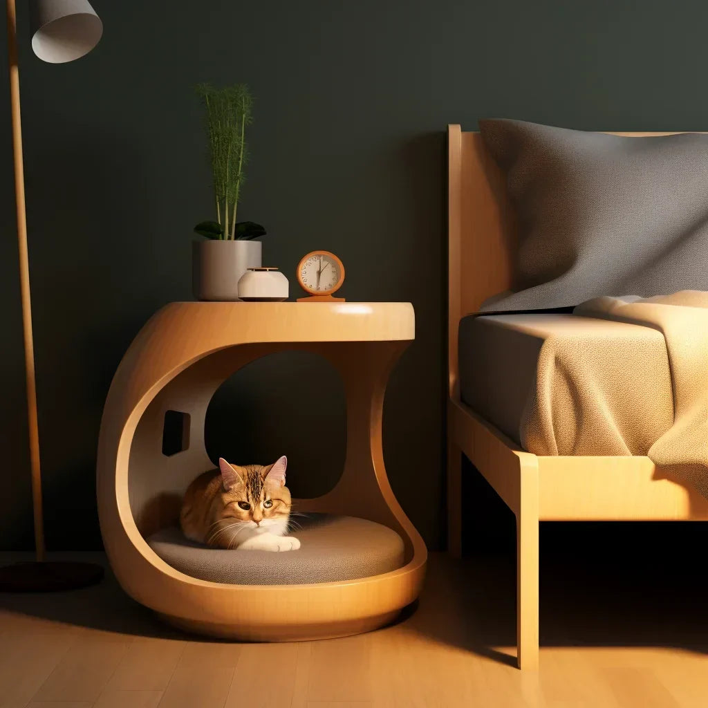 Compact Cat Bed Side Table