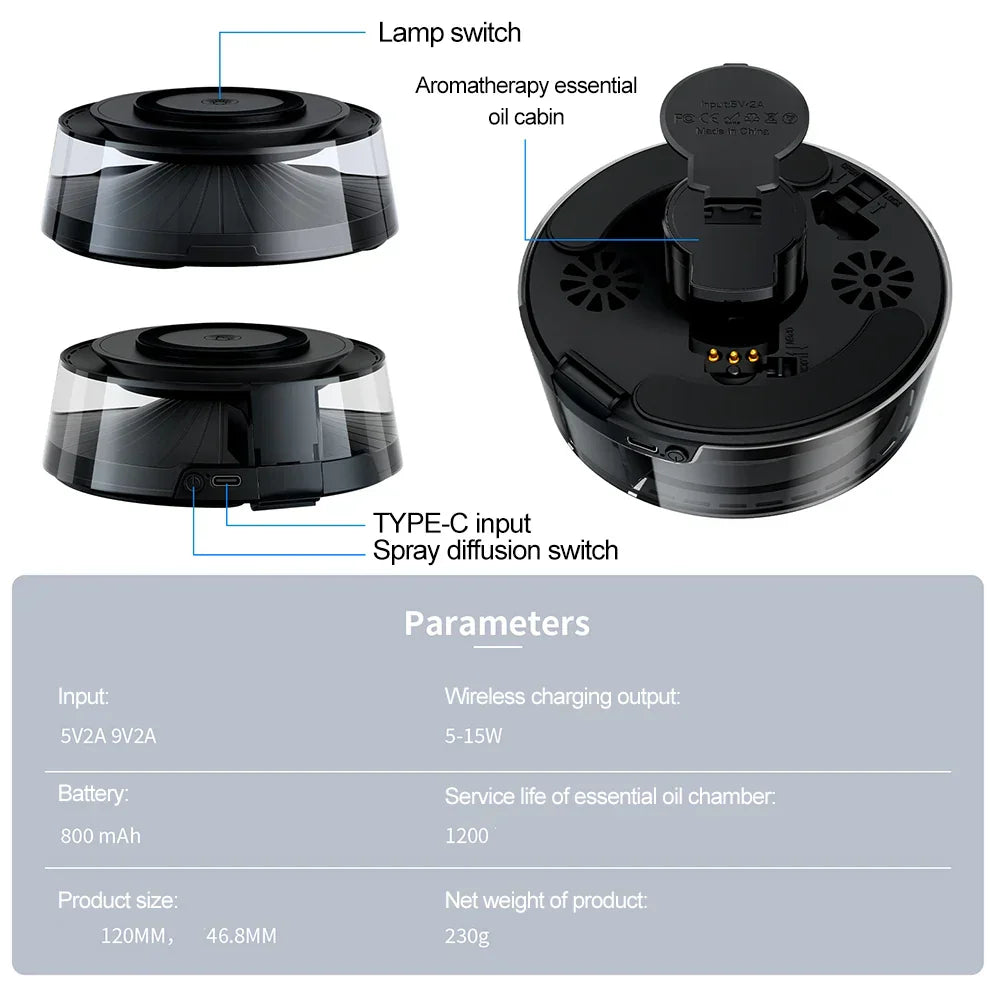 Essential Oil Diffuser with Wireless Charging