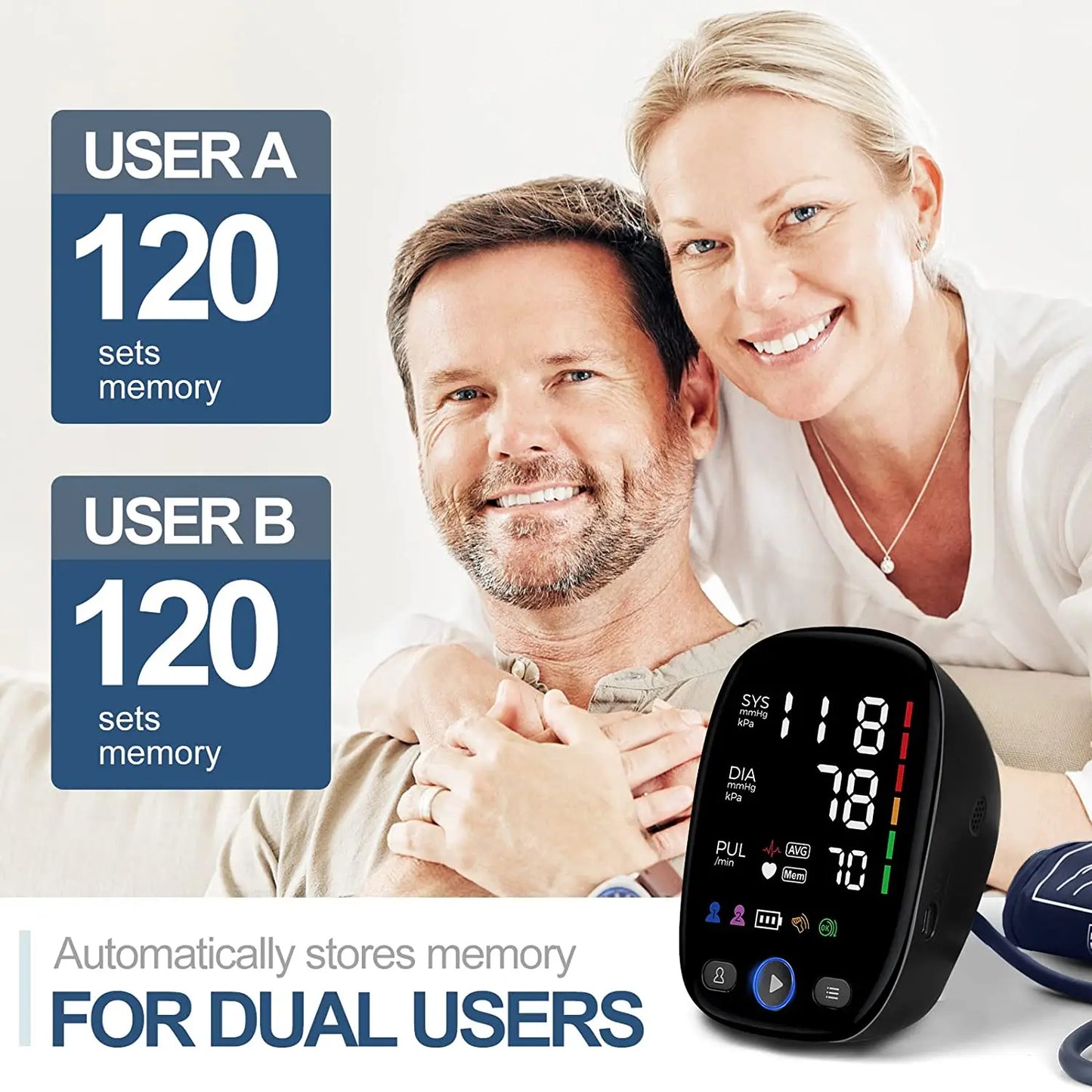 Accurate Home Blood Pressure Tracker with Easy Read Display
