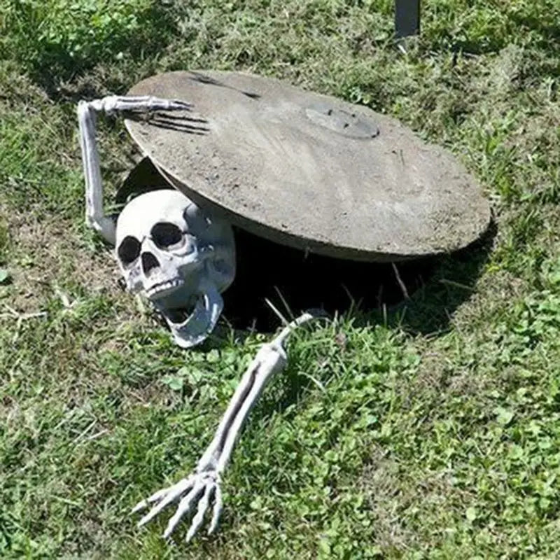 Spooky Halloween Lawn Decor Life Like Skull Hands Prop - Luxicro