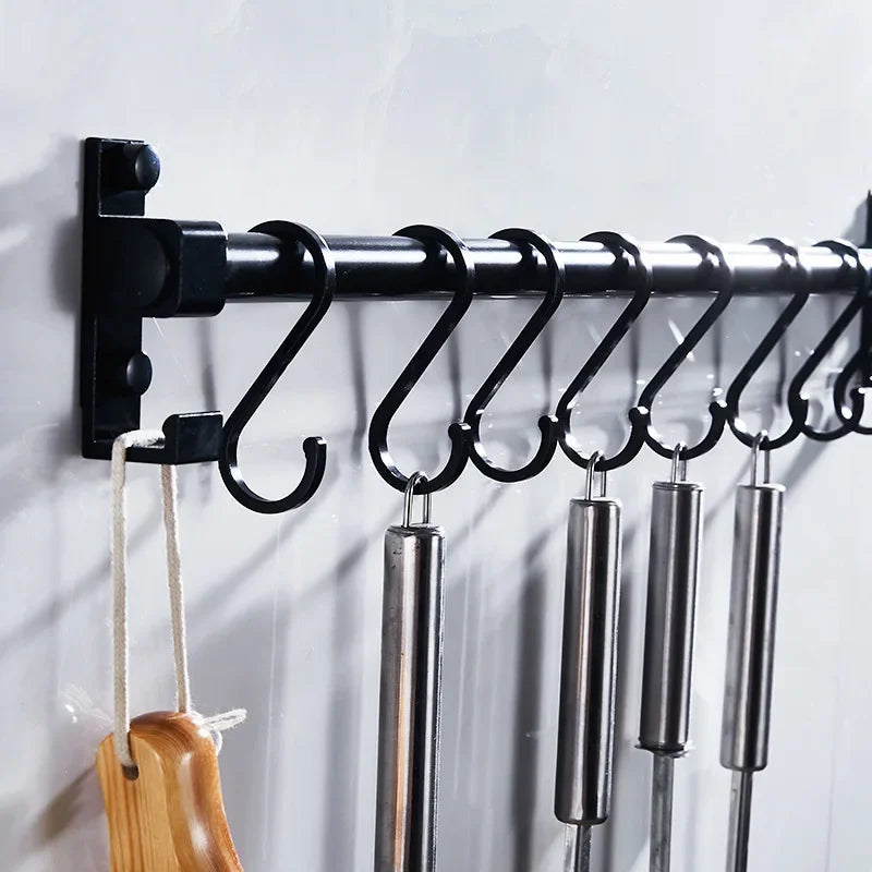 Wall Mounted Black Kitchen Rack