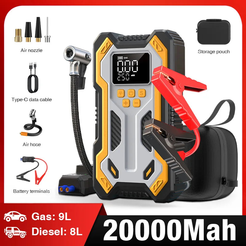 Compact Portable Car Battery Booster 20000mAh Tire Inflator - Luxicro