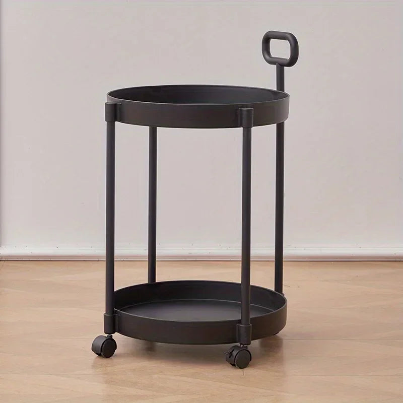Portable 2-Level Coffee Table with Casters and Grip