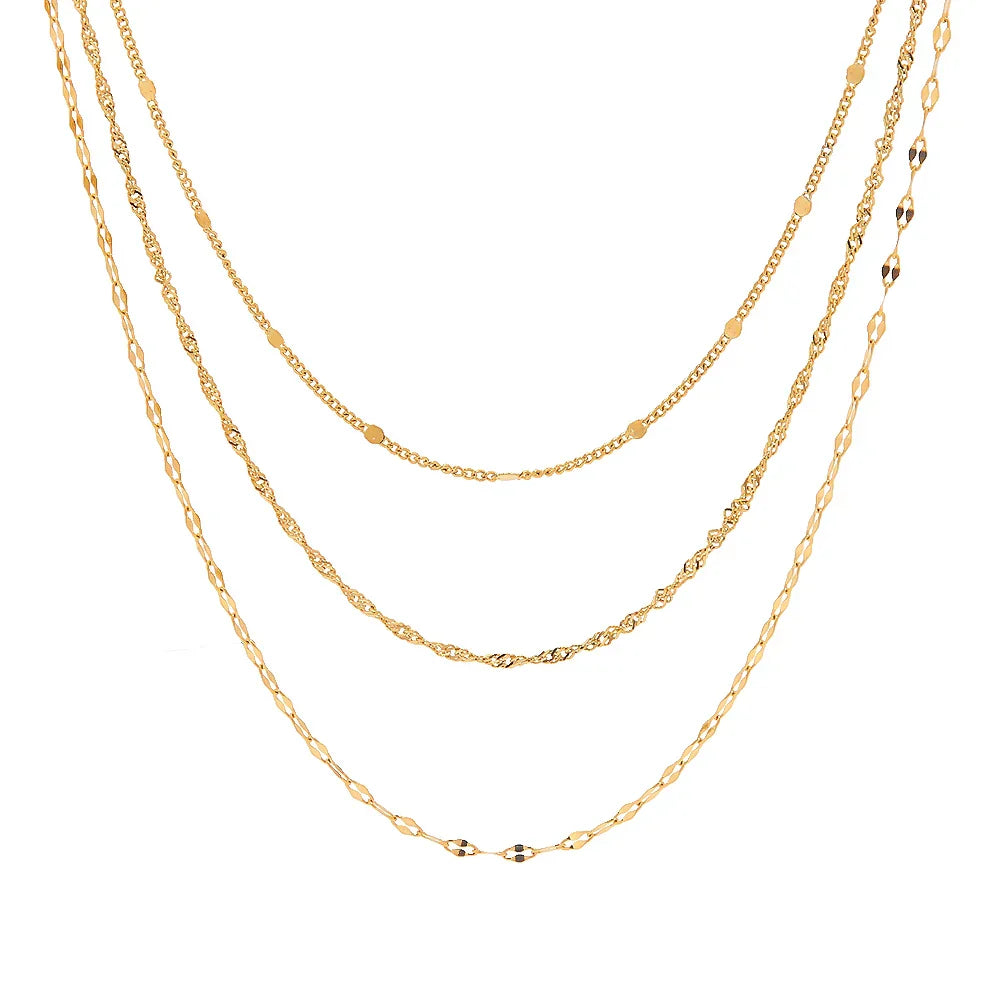 Dainty Triple Layer Gold Chain Necklace Set