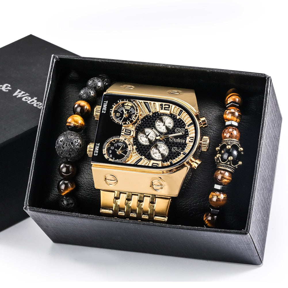 Big Dial Quartz Men's Watch Luxury Gift Set