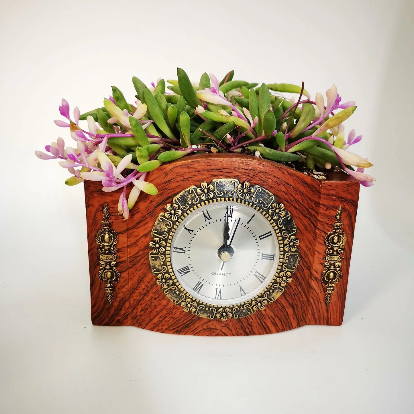 Classic Floral Tabletop Clock Decoration