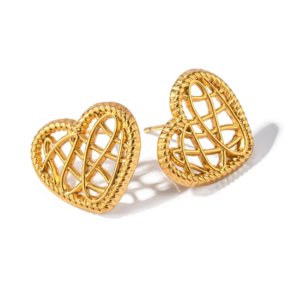 Elegant Open Hoop Gold Stud Earrings