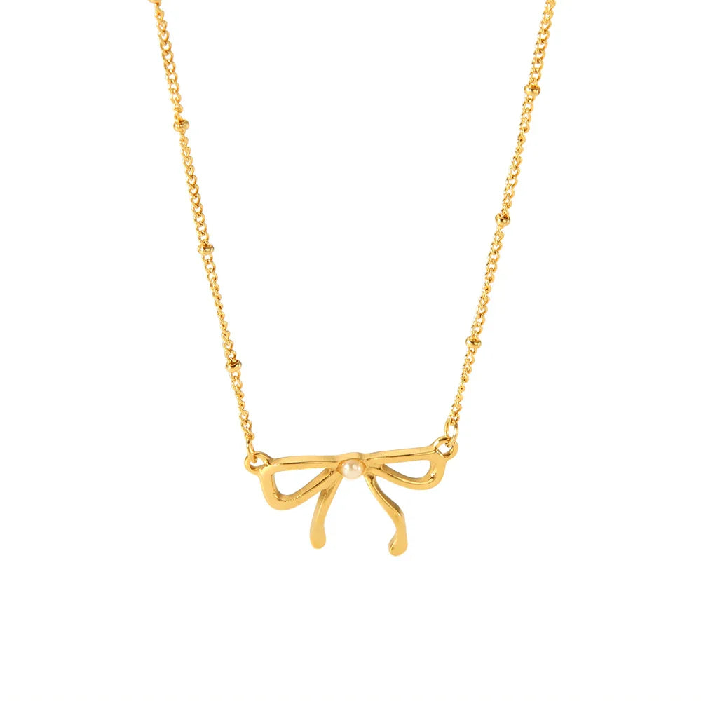Elegant 18k Gold Pearl Drop Chain Necklace