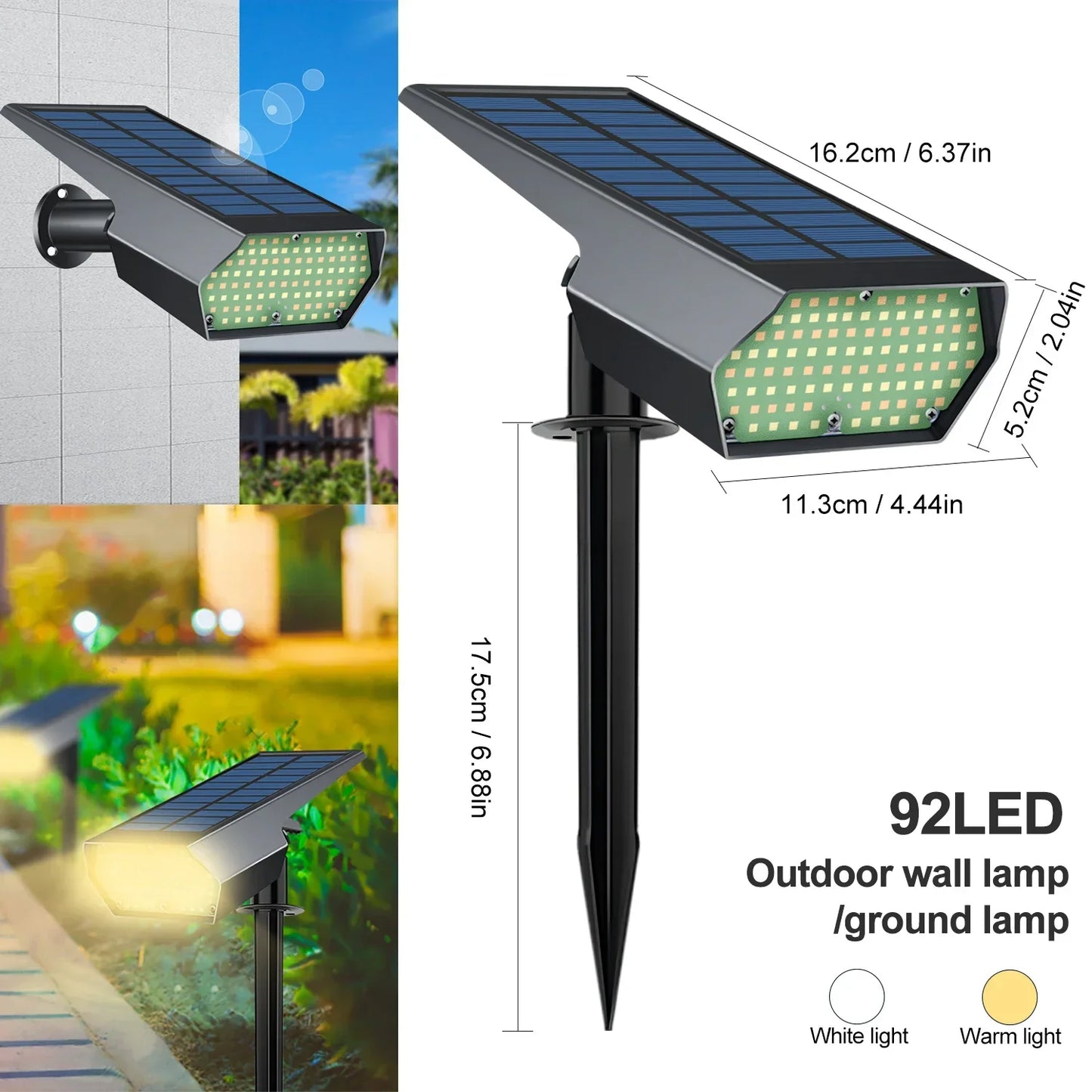 Bright Outdoor Solar Garden Light 92LED Waterproof