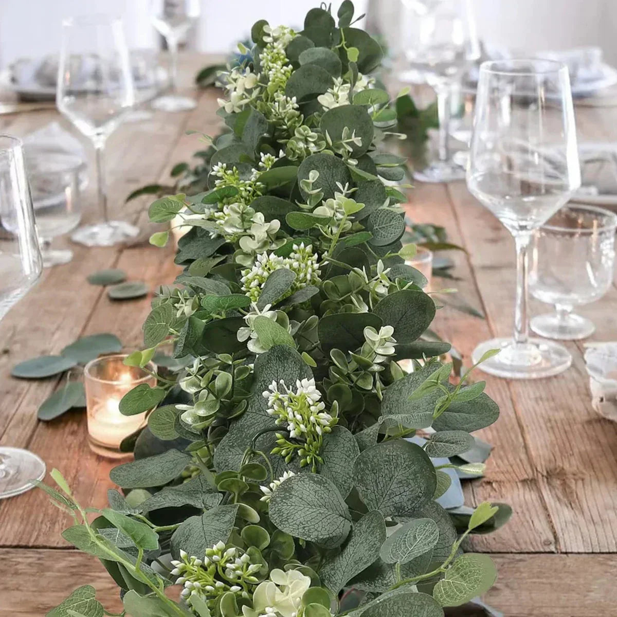Greenery Fresh Faux Floral Garland 2 Piece Set - Luxicro