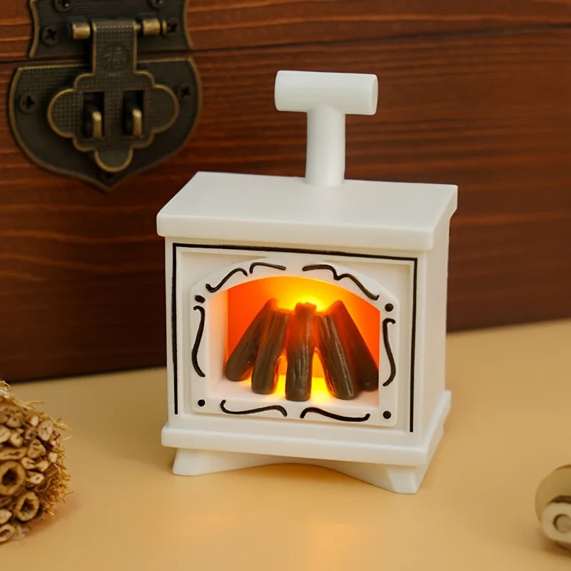 Tiny LED Mini Fireplace Doll House Accessory