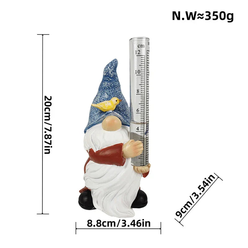 Vibrant Outdoor Gnome Figurine with Rain Gauge