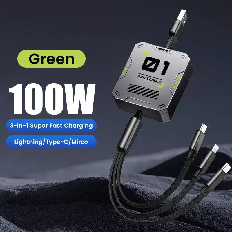 Quick 3-in-1 USB Fast Charge Cable 100W