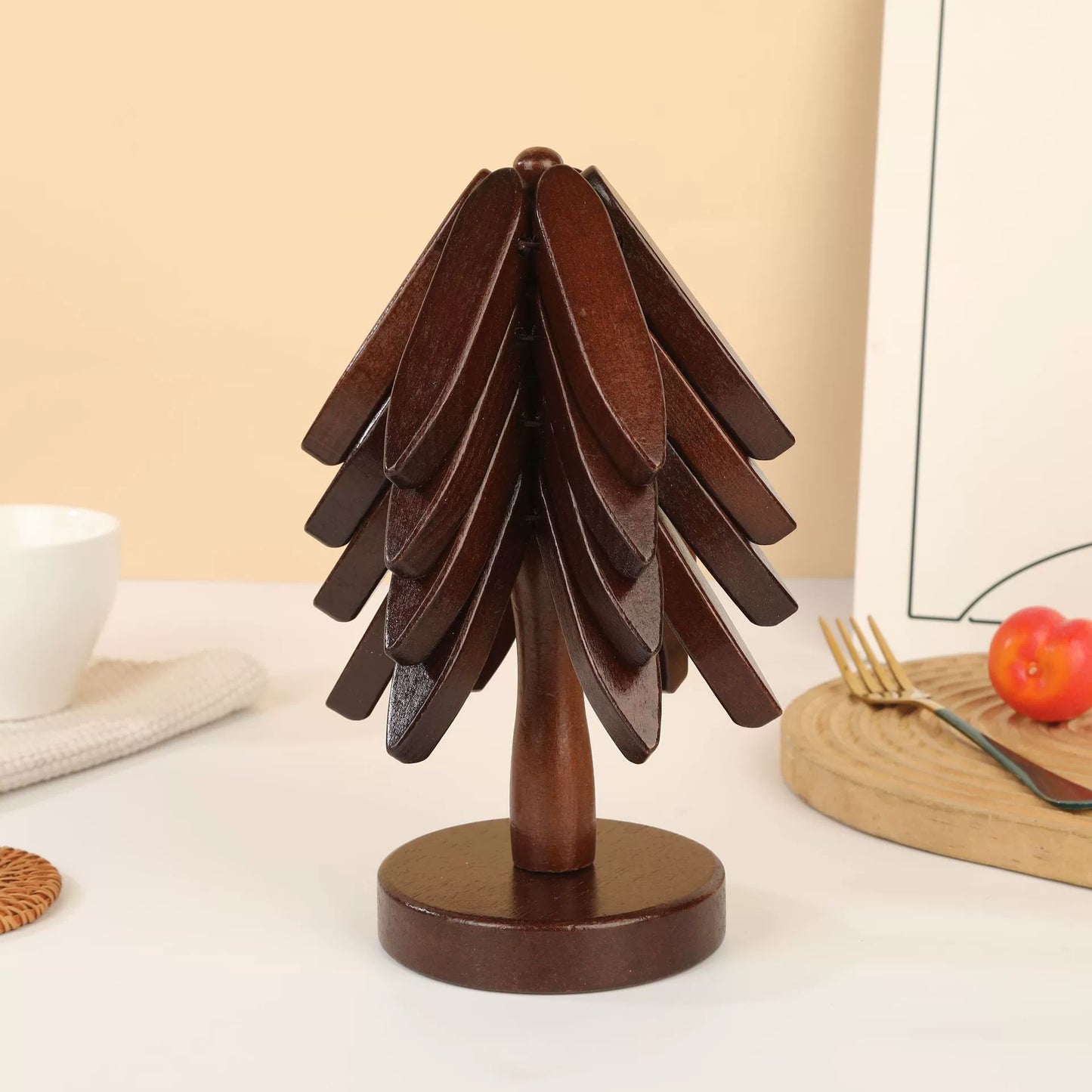 Durable Wood Christmas Tree Coasters