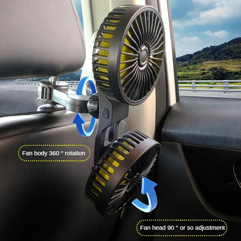 Compact Auto Fan with 3 Speeds and Adjustable Head - Luxicro