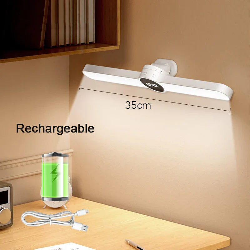 Bright LED Desk Light with Clock and USB Charging