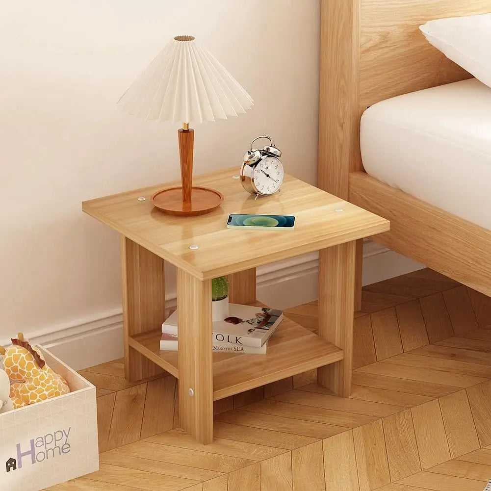 Brown Wooden Nightstand with Drawers - Luxicro