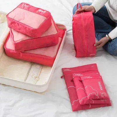 Compact Travel Bag Set 7-Piece Luggage Organizer