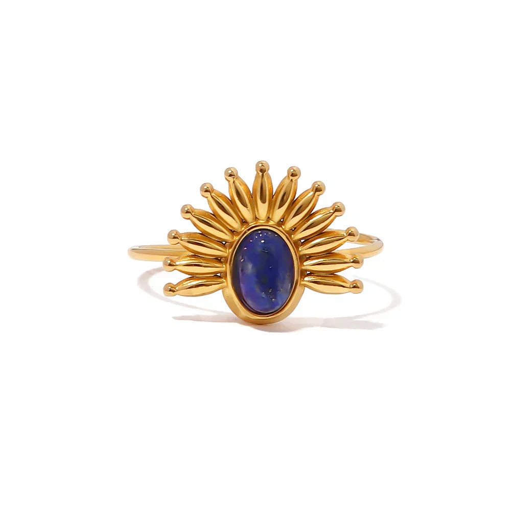 Dainty Sky Blue Gemstone Sun Ring