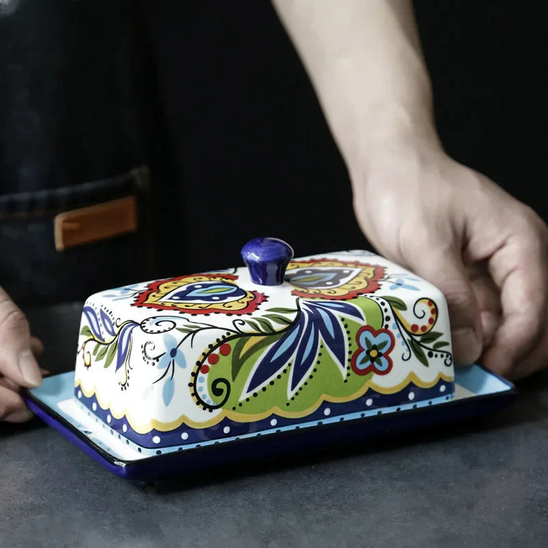 Decorative Italian Ceramic Butter Dish
