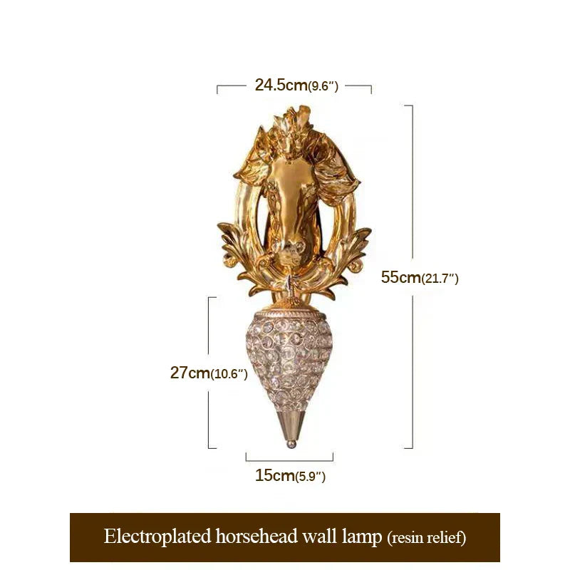 Luxury Horse Design Gold Wall Light