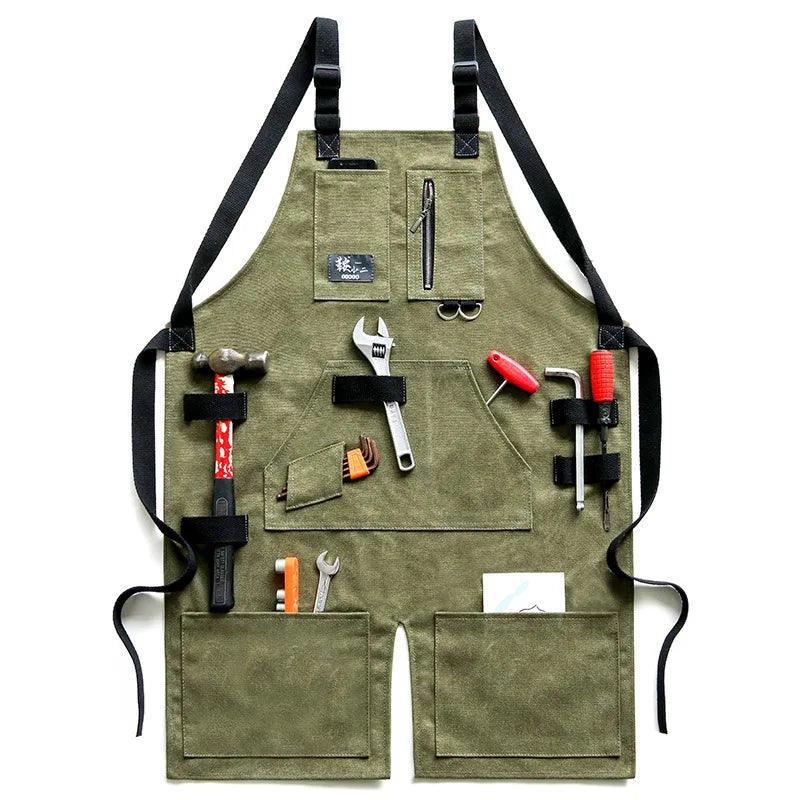 Heavy Duty Adjustable Crossback Work Apron with Pockets