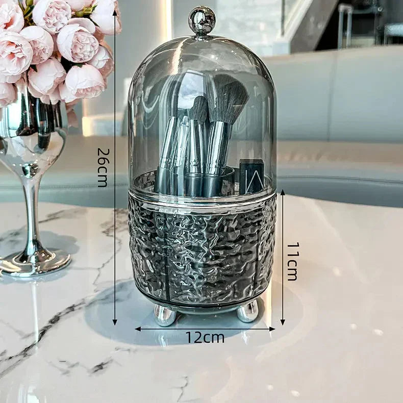 Spinning Cosmetic Organizer Box, Metallic Grey