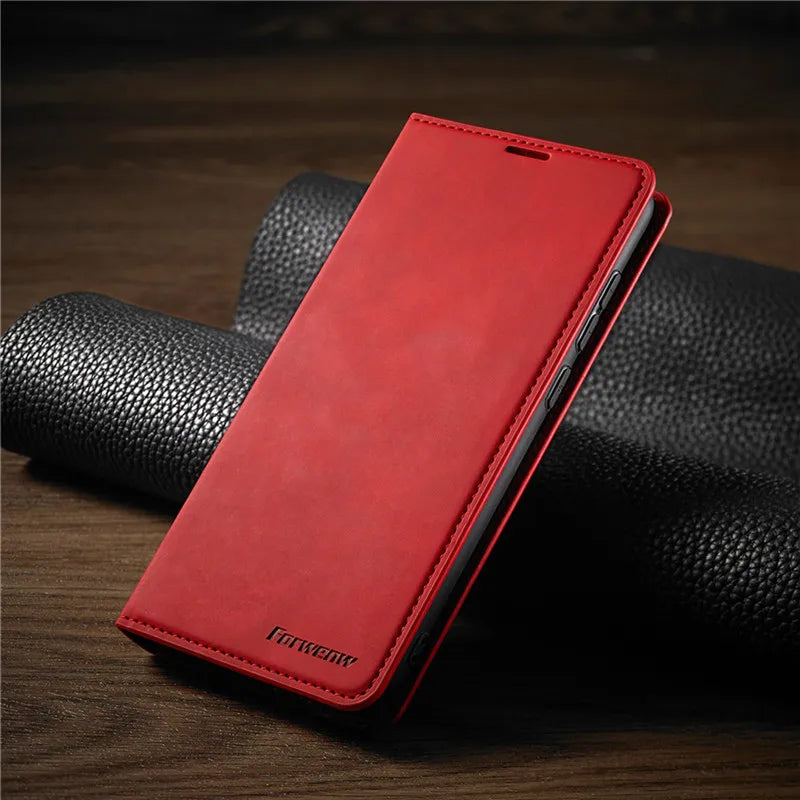 Thin Genuine Leather Phone Case with Secure Closure