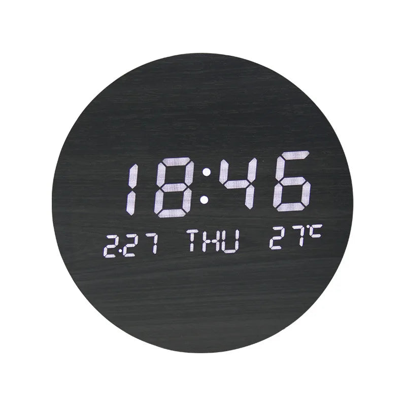 Natural Wood Alarm Clock with LED Screen