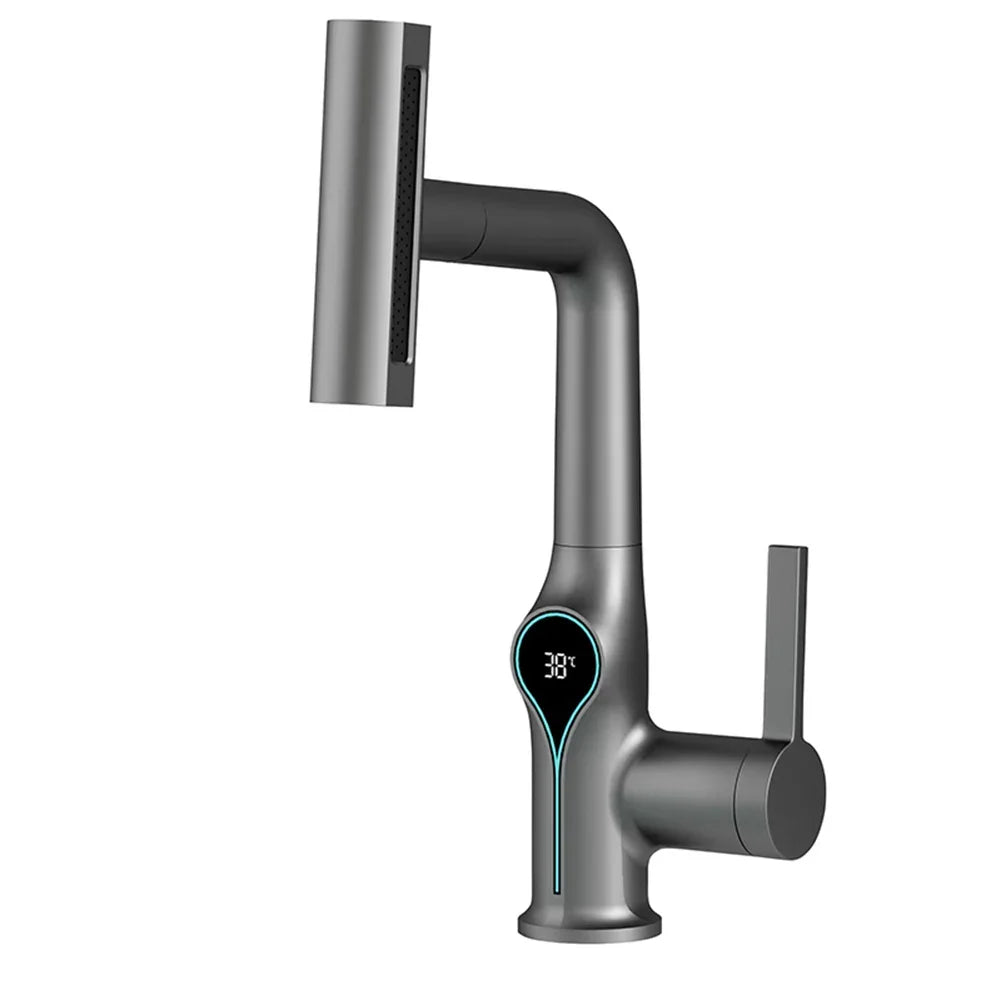 Stylish Touchscreen Bathroom Faucet with Spray Head