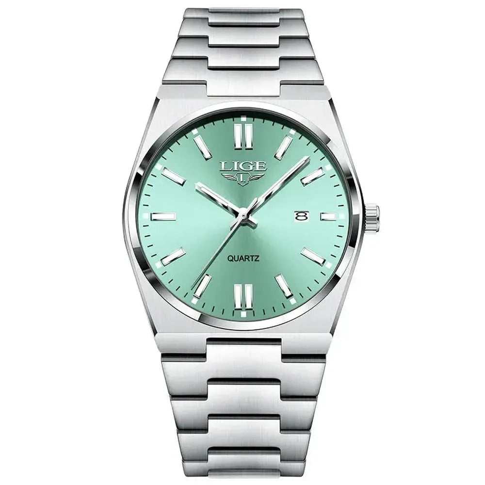 Elegant 40mm Stainless Steel Quartz Date Watch