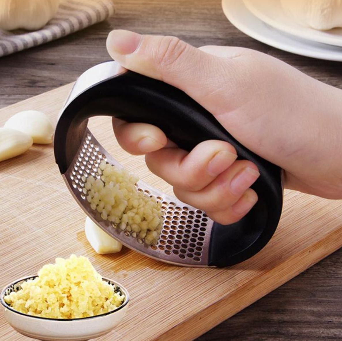 Simple Handle Stainless Garlic Press - Luxicro