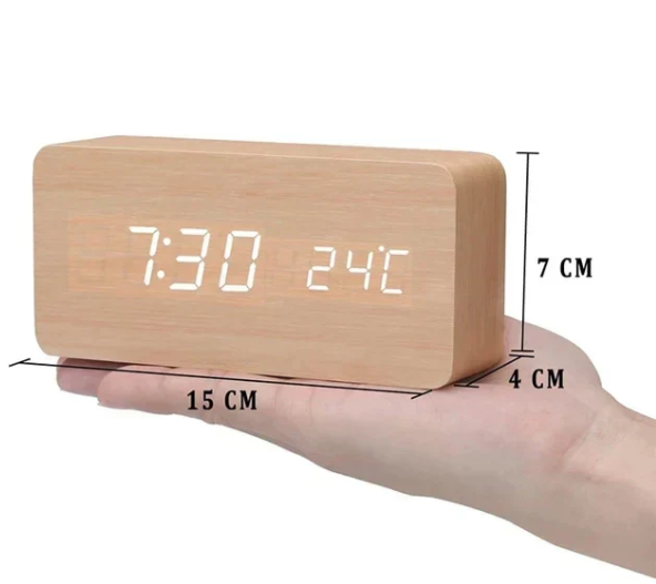 Slim LED Wood Wall Clock Contemporary Style