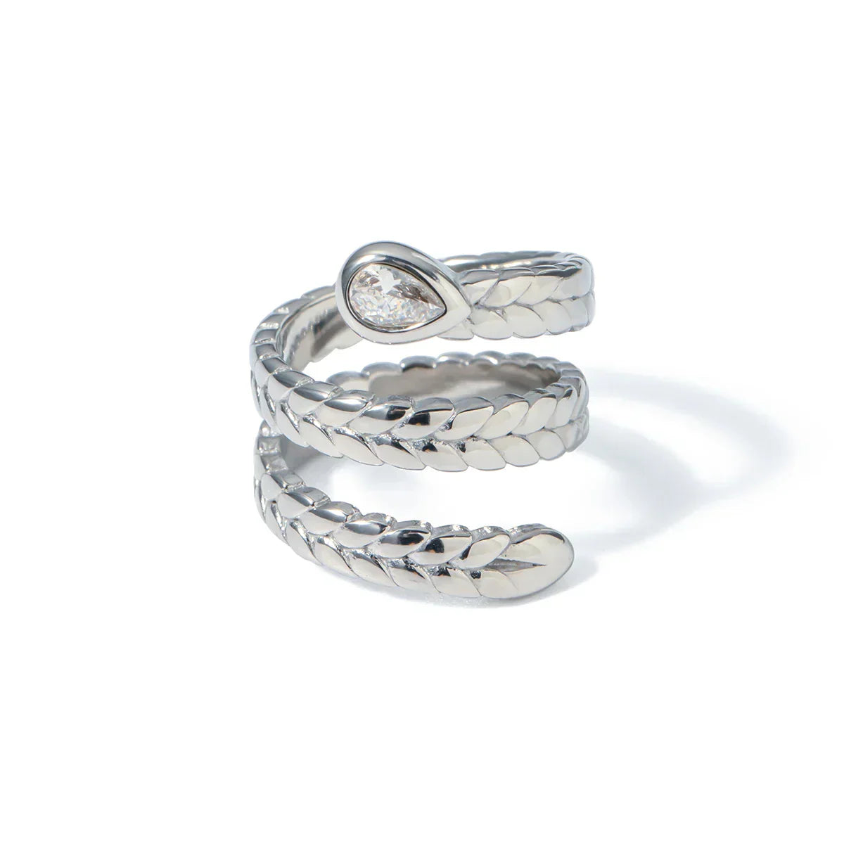Sparkling Triple Leaf Crystal Ring