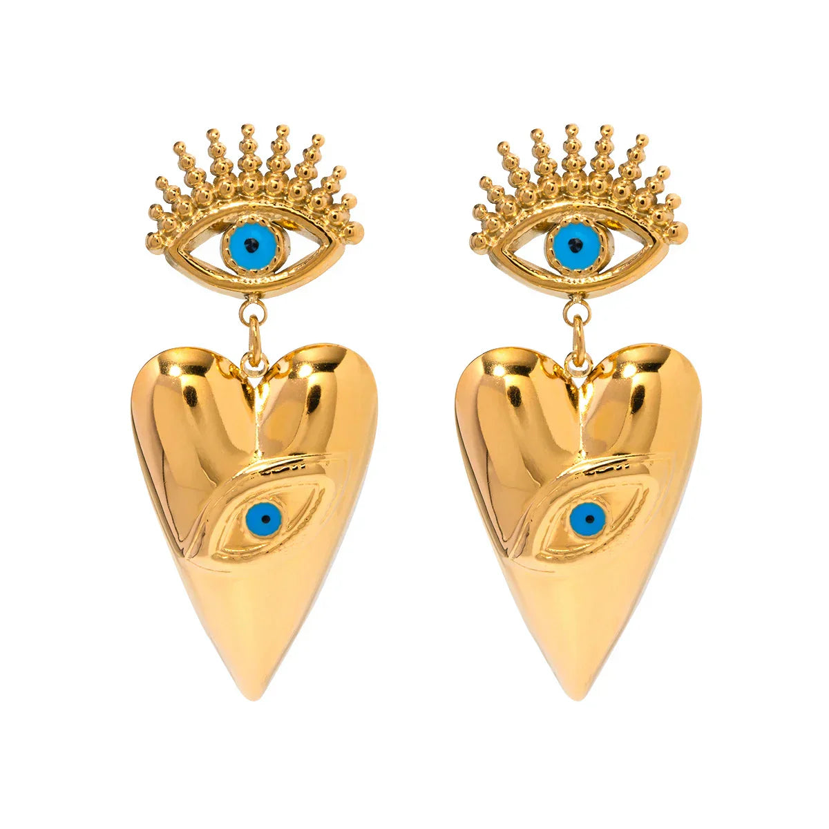 Glamorous Eye Heart Dangle Earrings