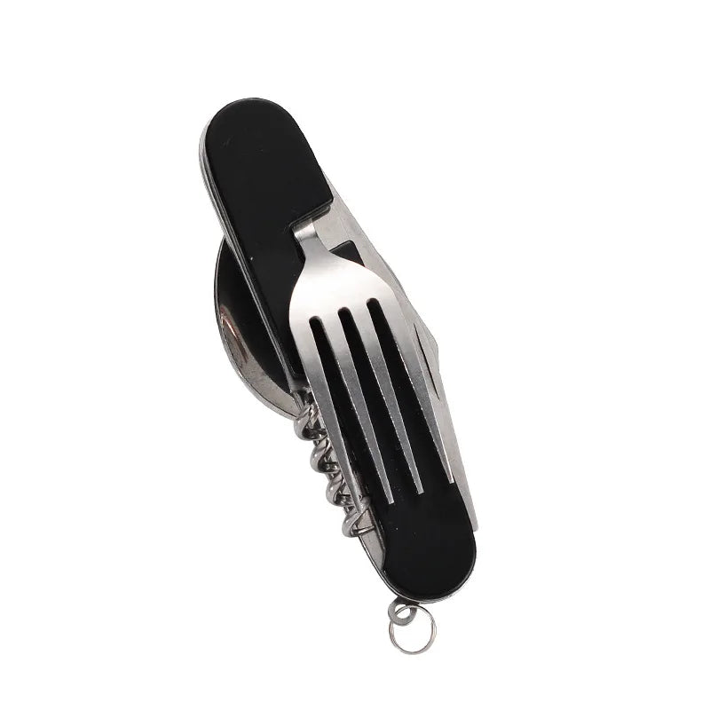Compact Multi-Tool Stainless Steel Camping Utensils