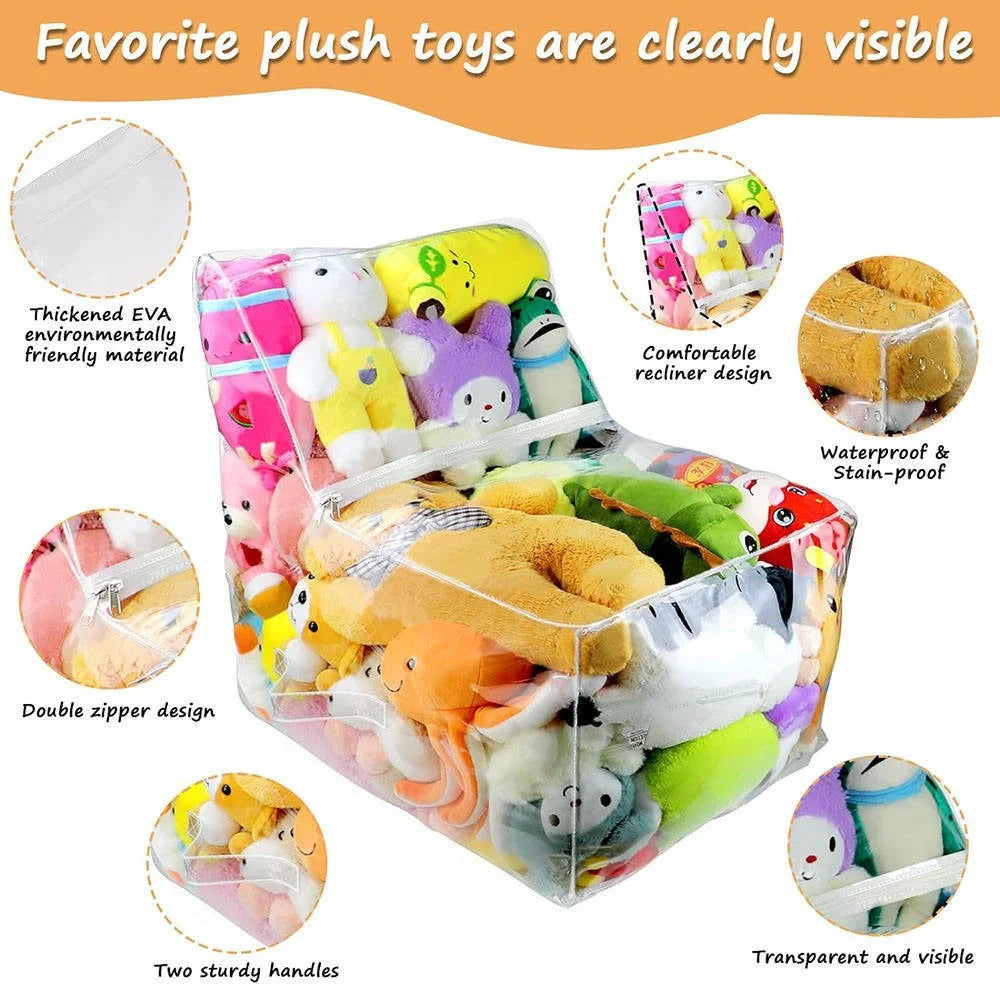 Clear Plastic Kid's Storage Ottoman Seat - Luxicro