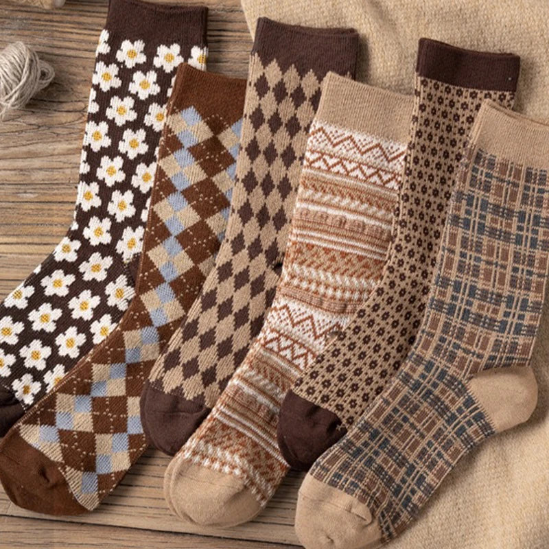 Soft Brown Crew Socks for Women - Luxicro