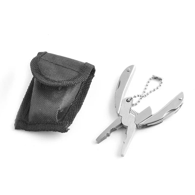 Portable Mini Tool with Pliers and Knife Keychain