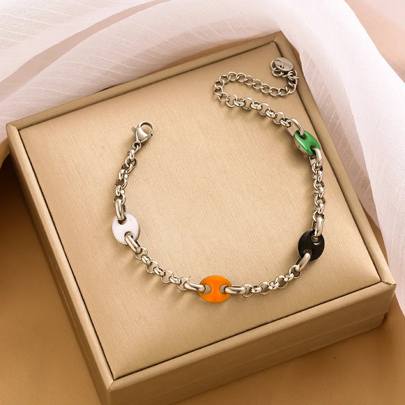 Colorful Round Chain Paperclip Bracelet