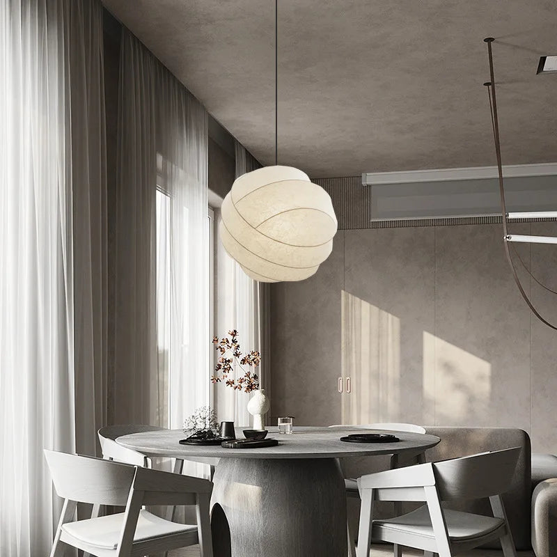 Elegant Round Silk LED Pendant Dining Light Fixture - Luxicro