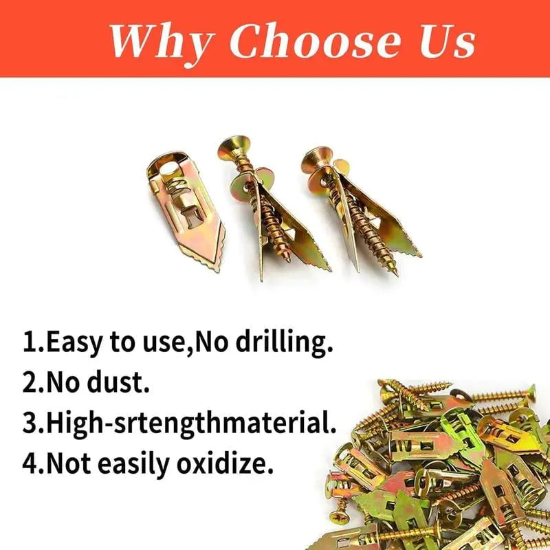 Simple Fast Drywall Anchors with Bolts