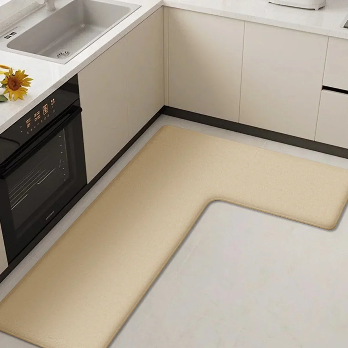 Plush Non-Slip L-Shaped Kitchen Floor Mat