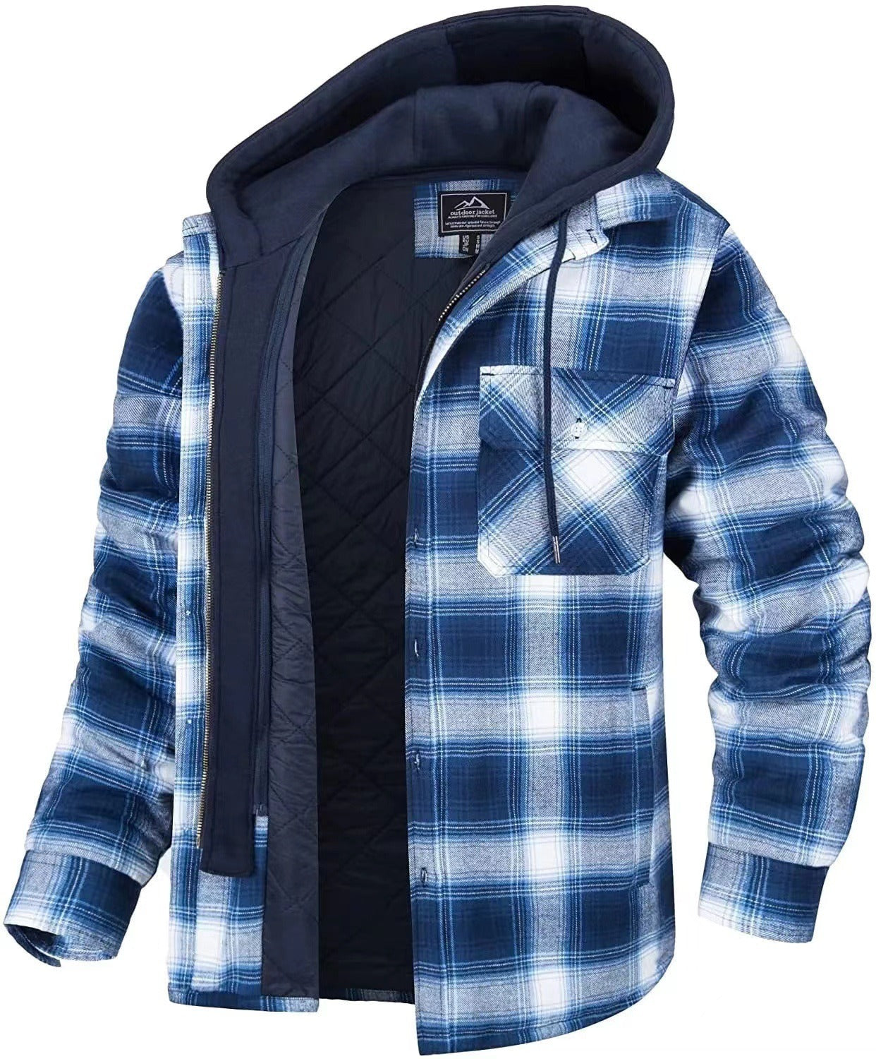 Classic Plaid Zip Up Hooded Jacket