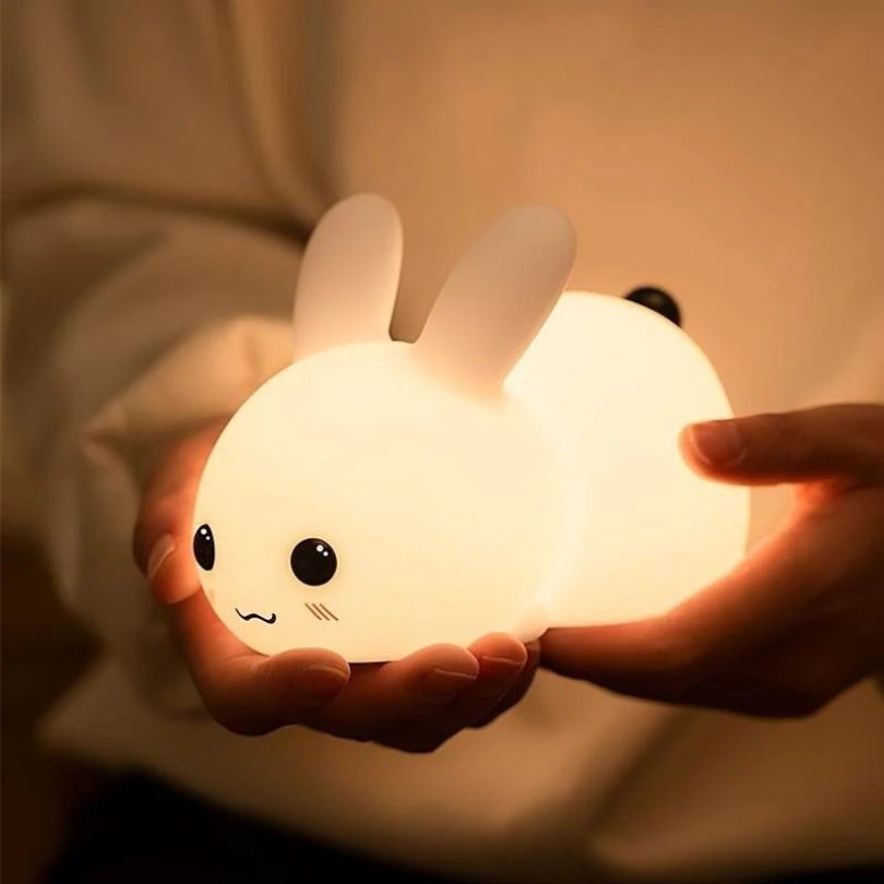 Calming Childrens Bedside Lamp - Friendly Bunny Friend - Luxicro