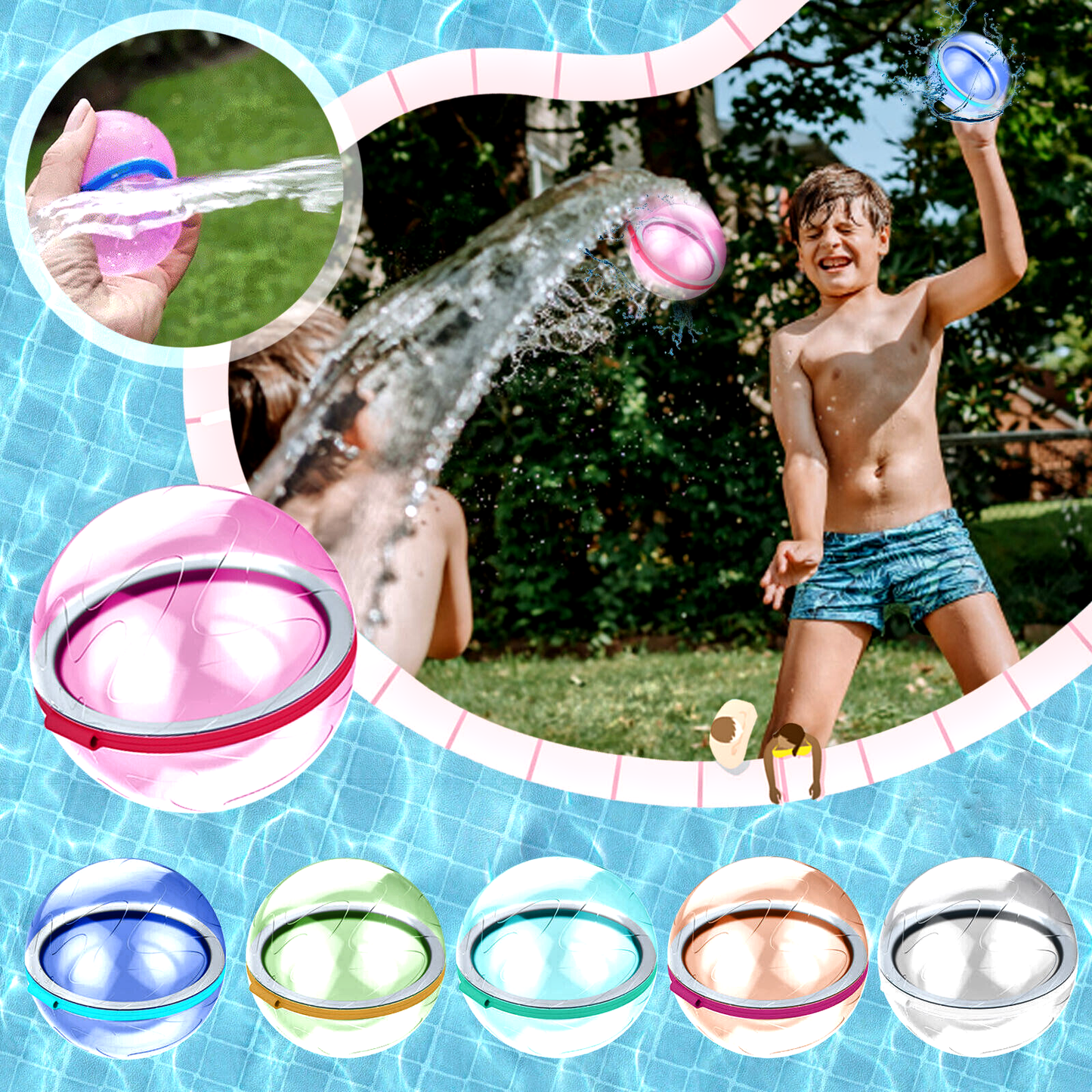 Set of 6 Refillable Splash Water Bombs - Luxicro