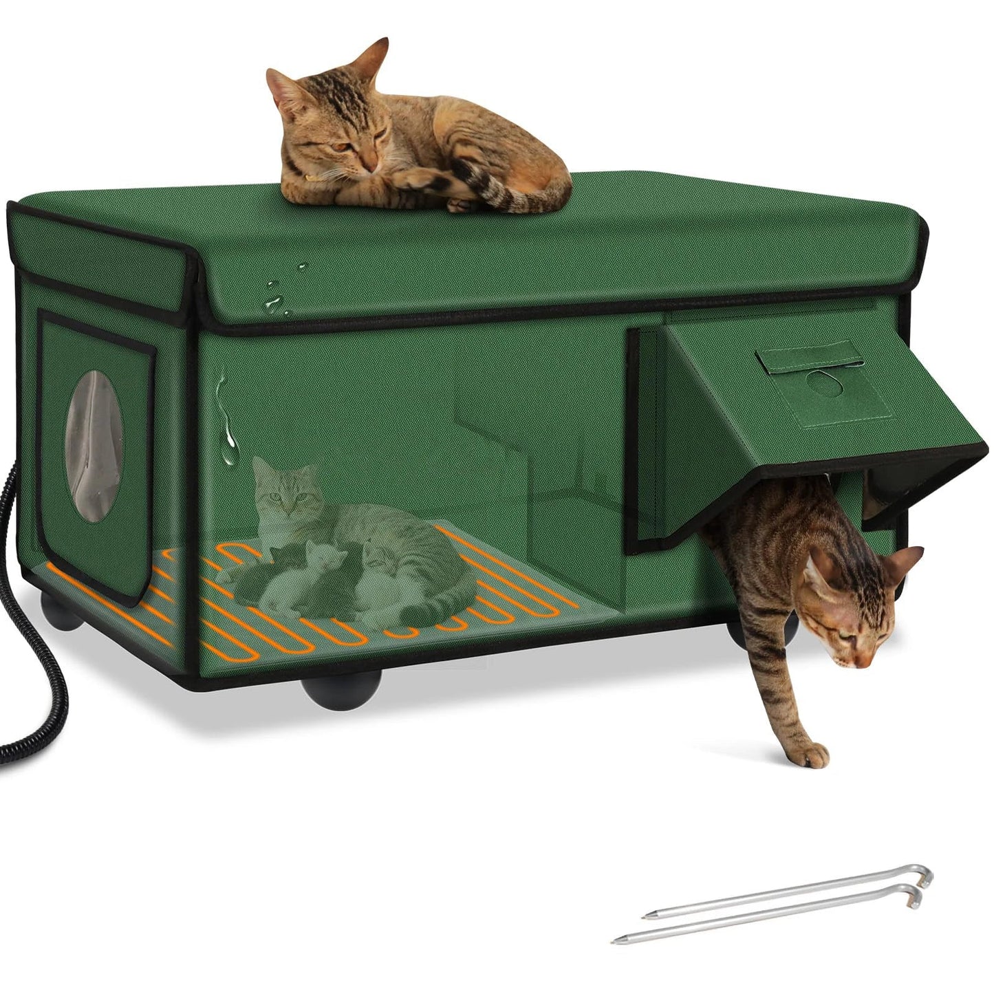Warm Insulated Cat Shelter with Heating Pad