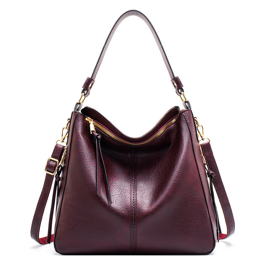 Classic Ladies Large Shoulder Handbag Durable Leather