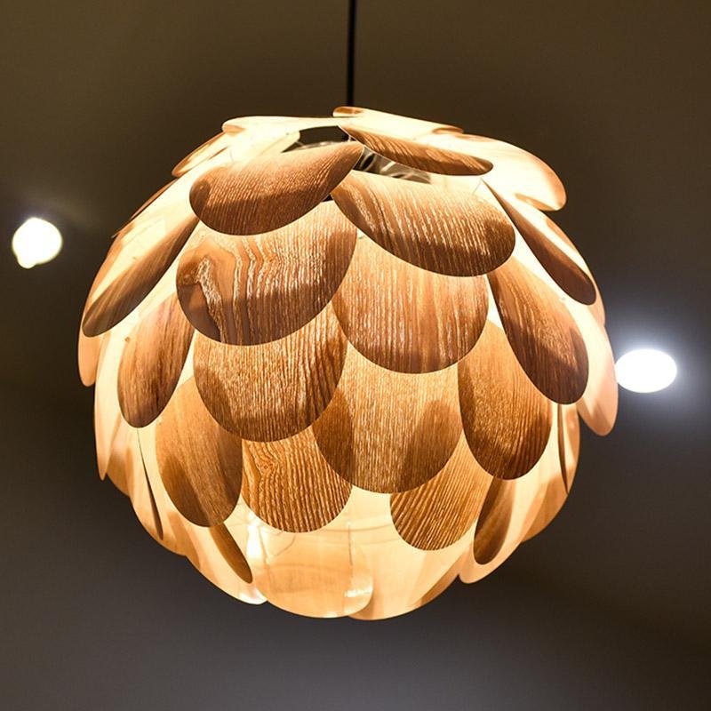 Rustic Wooden Pineapple Pendant Light